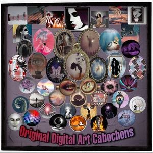 Original Digital Art Cabochon in Rhinestone & Oval